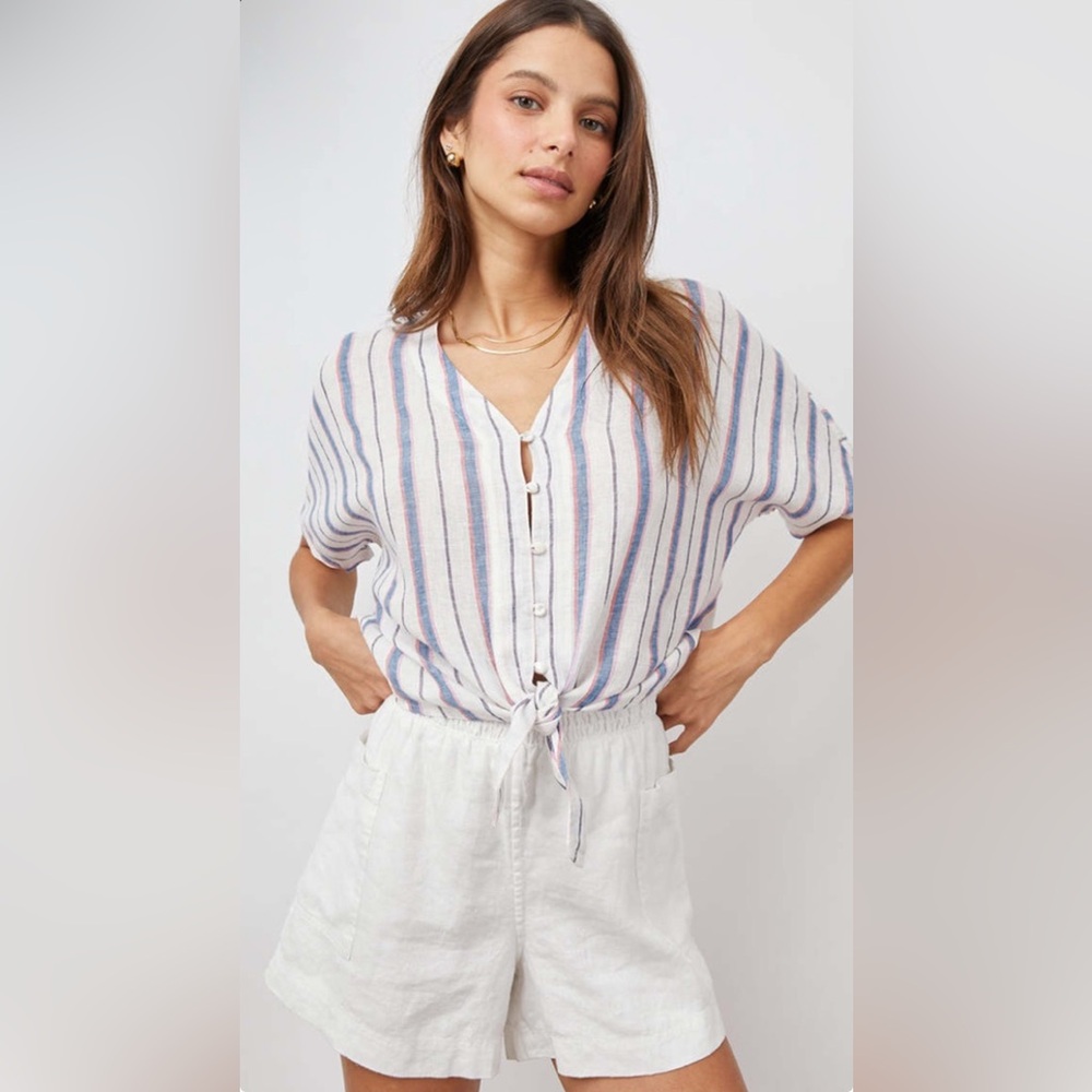 Rails Multicolor Striped Tie-Front Blouse